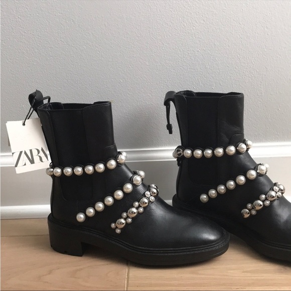 zara pearls boots